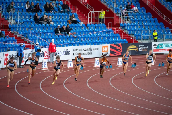 Ostrava Tschechische Republik September 2020 Sprintrennen Profi Leichtathletik Sprintrennen Leichtathleten — Stockfoto