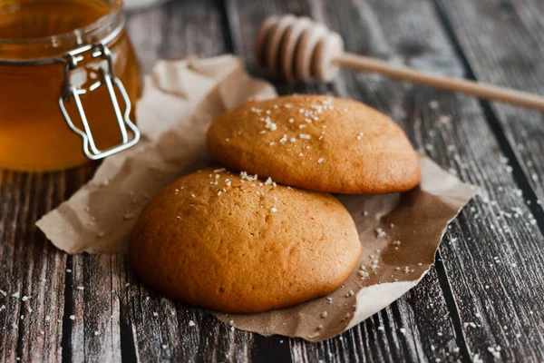 Tasty honey cookies. Cookies on the table. Country style