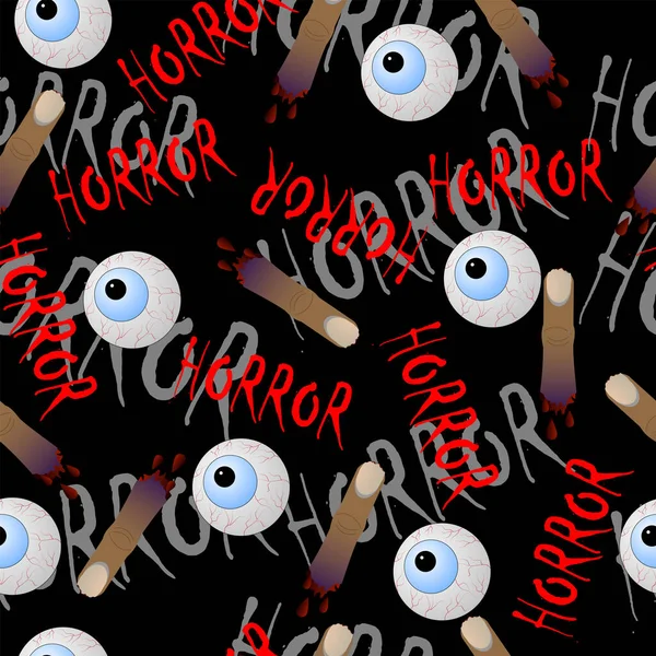 Seamless Pattern Eyes Fingers Black Background — Stock Photo, Image