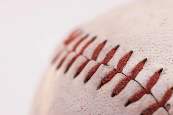 Macro Tiro Palla Baseball Cucire — Foto Stock