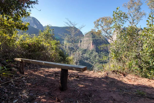 Holzbank Einem Aussichtspunkt Des Bolivianischen Dschungels — Stockfoto