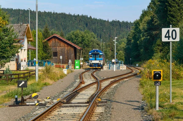 Adrspach Rock Town, потяг, що стоїть на вокзалі. — стокове фото