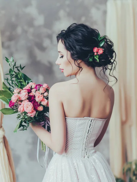 elegant bride with hair and makeup