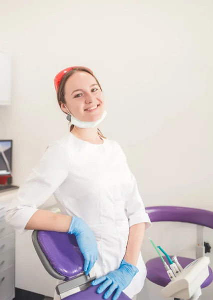 portrait smiling dentist woman