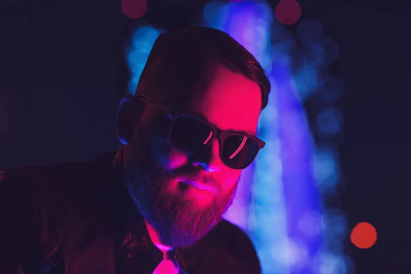 Neon portrait of cool man model