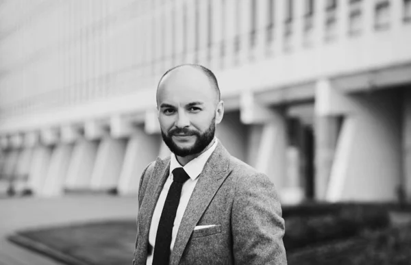 Bearded man black and white portrait