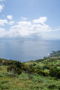 Azores takımadalarında yürüyün. Azores, Sao Jorge adasının keşfi. Portekiz, Velas