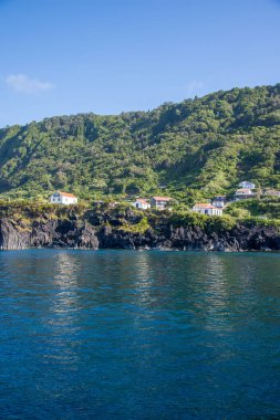 Azores takımadalarında yürüyün. Azores, Sao Jorge adasının keşfi. Portekiz, Velas