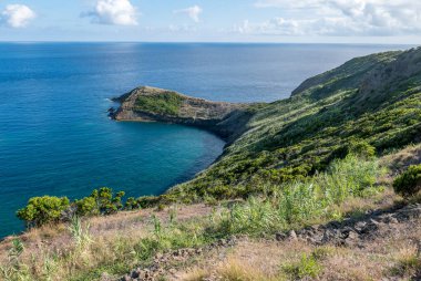 Azores takımadalarında yürüyün. Faial Adası 'nın keşfi, Azores. Portekiz. Avrupa.