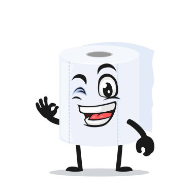 Tuvalet kağıdı maskotunun vektör çizimi veya güzel elli karakter