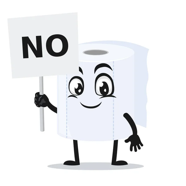 Vector Illustration Roll Toilet Paper Mascot Character Holding Sign Says — Stock Vector