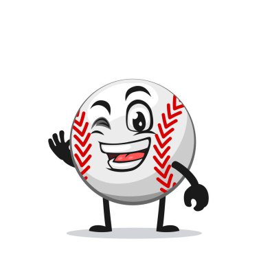 İyi elli beyzbol karakteri veya maskotunun vektör çizimi