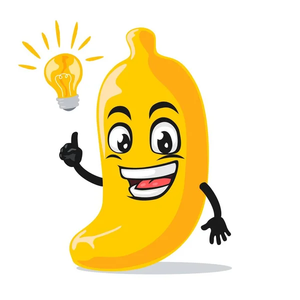 Vector Ilustración Plátano Mascota Personaje Tiene Idea — Vector de stock