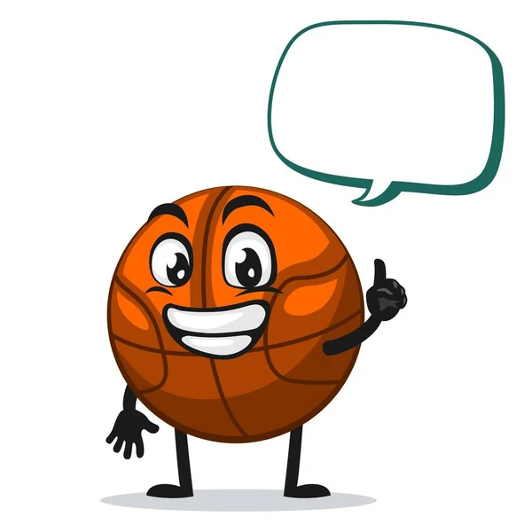 Vector Illustration Basket Ball Mascot Character Says Blank Balloon Speech — Stock Vector