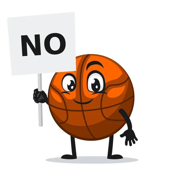 Vector Illustratie Van Basketbal Mascotte Karakter Holding Teken Zegt Nee — Stockvector