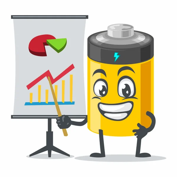 Ilustración Vectorial Mascota Batería Presentación Del Personaje Con Prov — Vector de stock