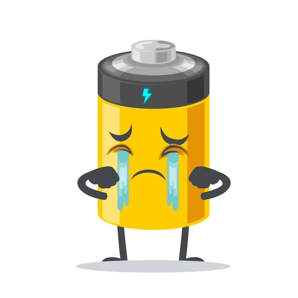 Vektor Illustration Von Batteriemaskottchen Oder Weinendem Charakter — Stockvektor
