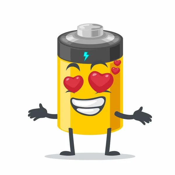 Illustration Vectorielle Mascotte Personnage Batterie Avec Oeil Amour — Image vectorielle