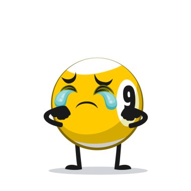 Ağlayan bilardo topu karakteri veya maskotun vektör çizimi