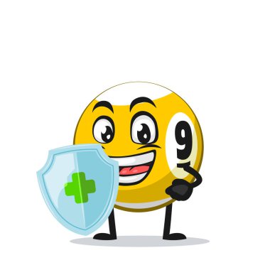 Koruma için bilardo topu karakteri ya da maskot kalkanının vektör çizimi