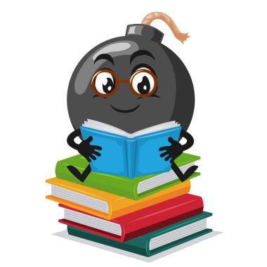 Maskot kitabının bomba karakterinin vektör çizimi