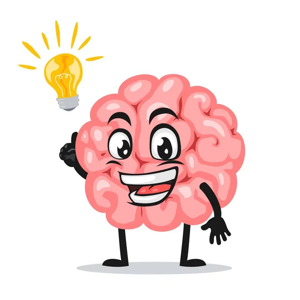 Vector Illustration Brain Mascot Character Got Idea — Stock Vector