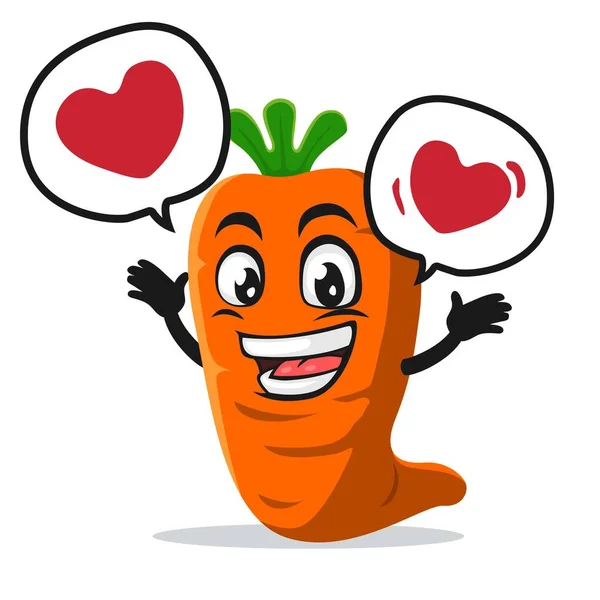 Vector Ilustración Zanahoria Mascota Personaje Dice Con Amor Habla Burbuja — Vector de stock