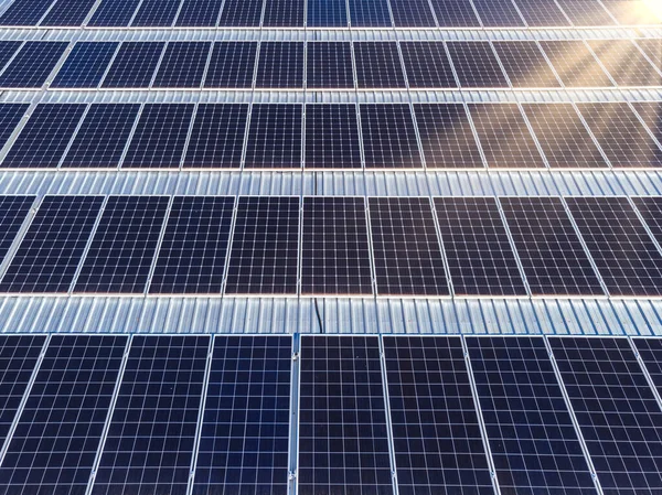 Raios Sol Sobre Uma Central Fotovoltaica — Fotografia de Stock