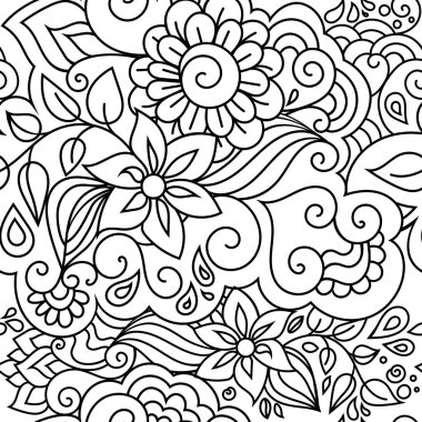 Zentangle çiçek desenli süs çiçekleri ve yapraklardan esinlenmiştir. Renkli hippi stili, doğulu şık güdüleri olan bitkisel dokular..