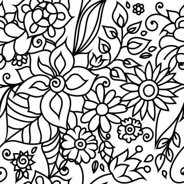 Zentangle çiçek desenli süs çiçekleri ve yapraklardan esinlenmiştir. Renkli hippi stili, doğulu şık güdüleri olan bitkisel dokular..