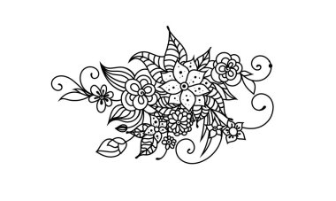 Zentangle çiçeklerle süslenmiş çiçek boyama kitaplarından esinlenmiştir.