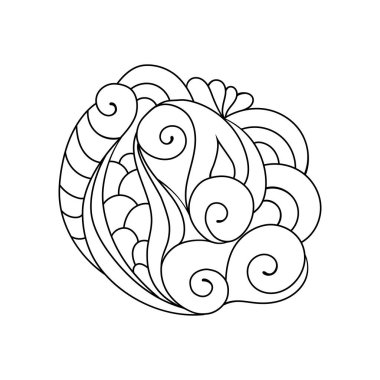 Boyama kitabı zentangle karalama skeci. Dövme taslağı. Beyaz arka planda etnik kabile dalgalı vektör çizimi.