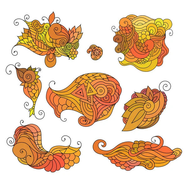 Красочный Рисунок Зонтичный Каракуль Набор Набросков Татуировок Этнические Племенные Волнообразные — стоковый вектор