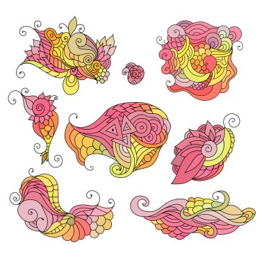 Renkli zendol karalama çizimi. Dövme çizimleri. Etnik dalgalı vektör çizimi.