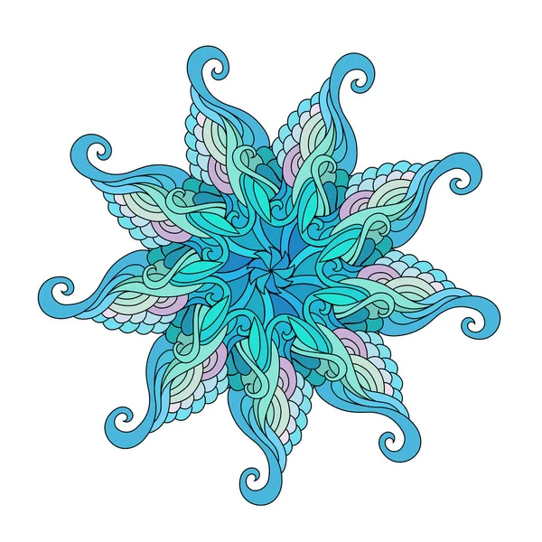 Zentangle mandala illustrazione colorata. Schizzo del tatuaggio tribale Zendoodle. — Vettoriale Stock