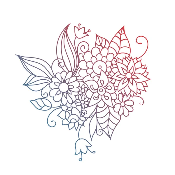 Zentangle inspirado ornamento livro de colorir floral com flores e folhas Ilustração De Stock