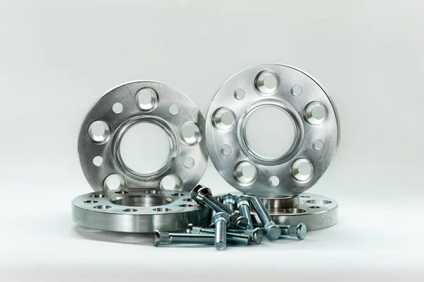 Metal mold of flanges and bolts. CNC milling/lathe industry — Stock Photo, Image