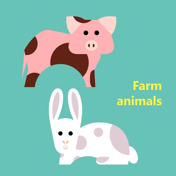 Gård djur svin och kanin — Stock vektor