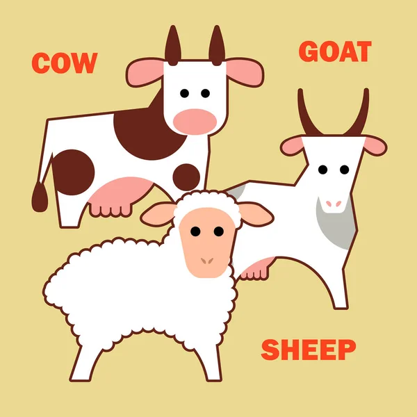 Gård djur ko-, får- och getsektorn enkel — Stock vektor