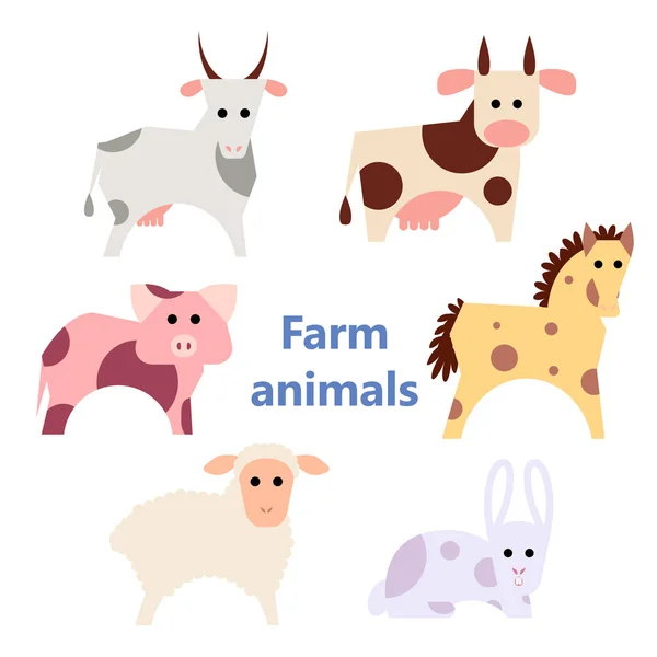Conjunto de animales de granja blanco — Vector de stock