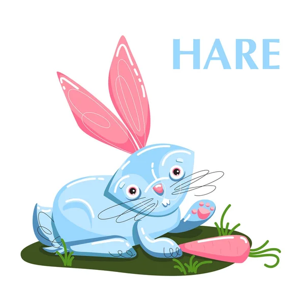 教育卡片野兔吃胡萝卜 — 图库矢量图片