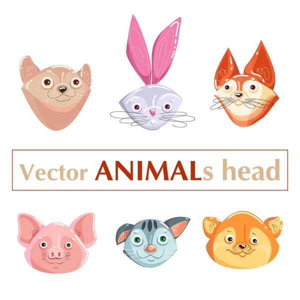 Tarjeta didáctica animales cabezas — Vector de stock