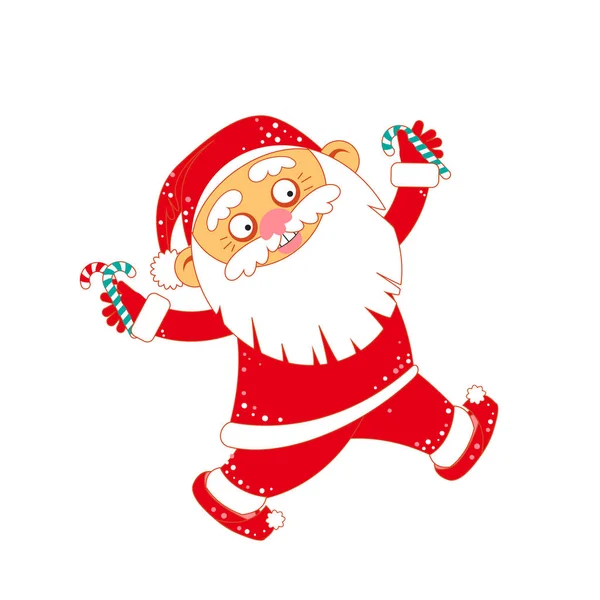 Christmas Santa Claus with candy cane. — Stock Vector