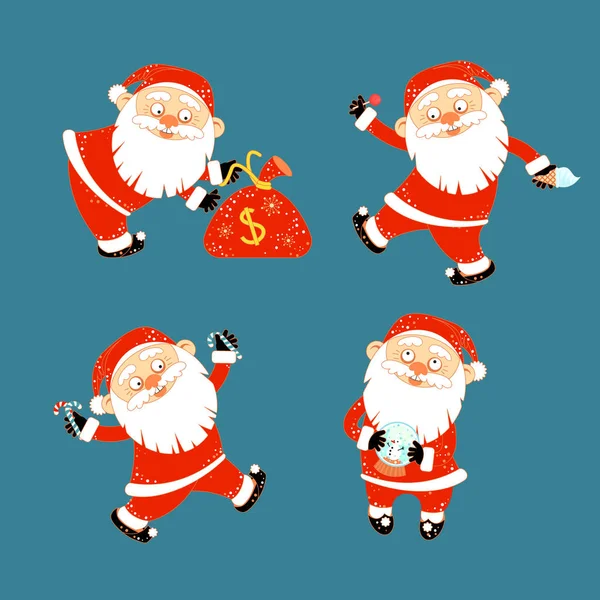 Collectie van stickers met Christmas Santa Claus — Stockvector