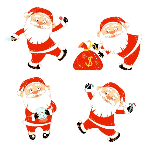 Collection of stickers with Christmas Santa Claus — Stock Vector