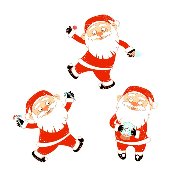 Colección de pegatinas con Navidad Santa Claus — Vector de stock