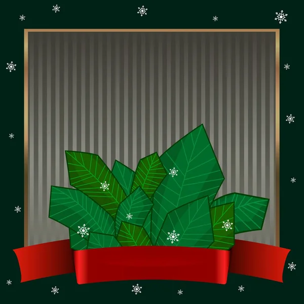 Weihnachtsbonbons. eleganter strenger dunkelgrüner Hintergrund mit goldenem Rahmen für Text zum Thema Winter. — Stockvektor