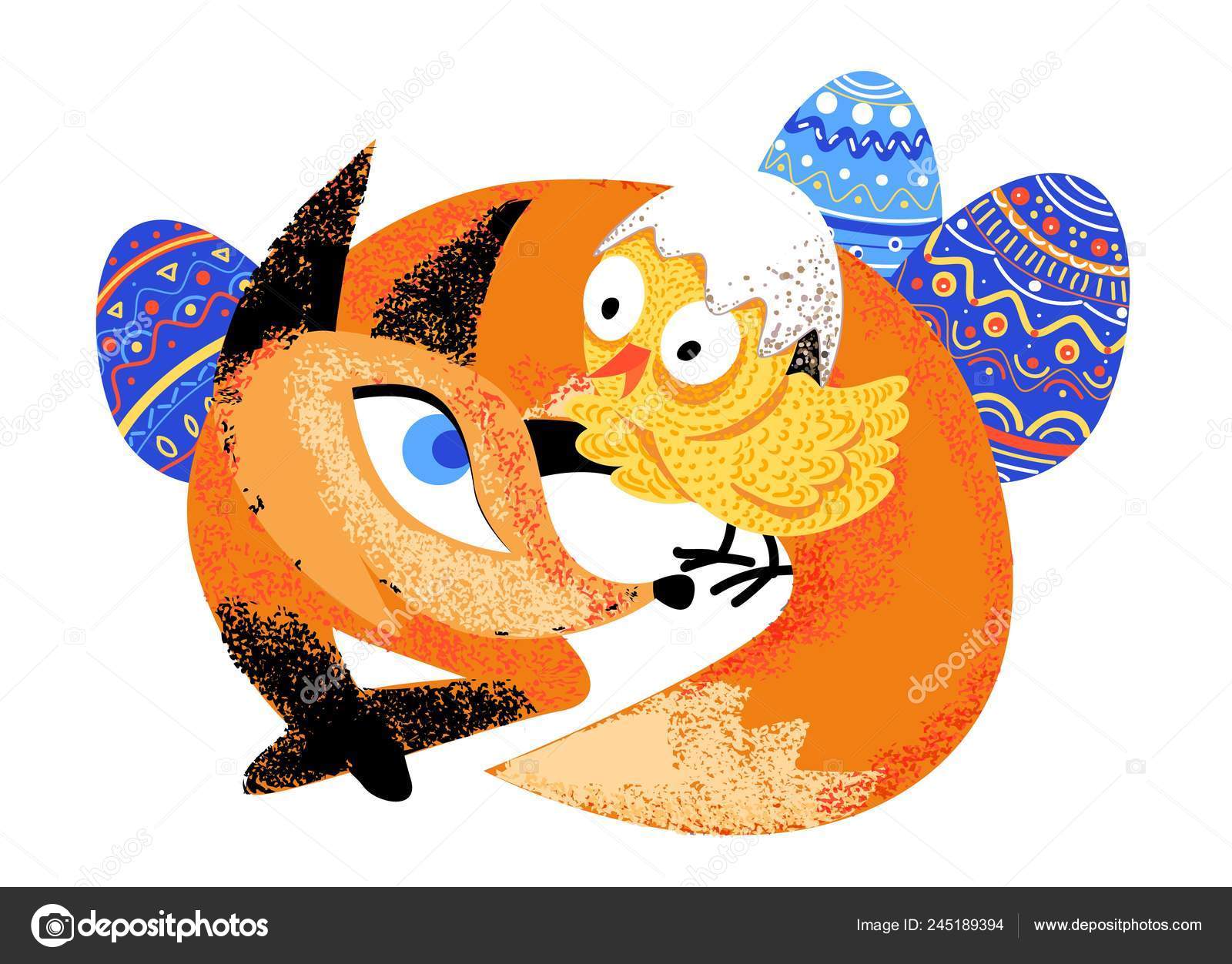 Fox Eating Chicken Cartoon