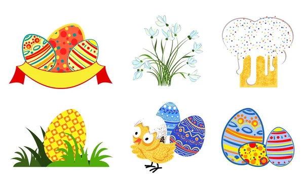 Set of easter icons in vector format eps10 — Stock Vector
