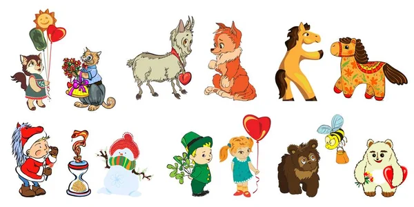 Vtipné obrázky pro děti a design různých dětí s produkty, karty, knihy. — Stockový vektor